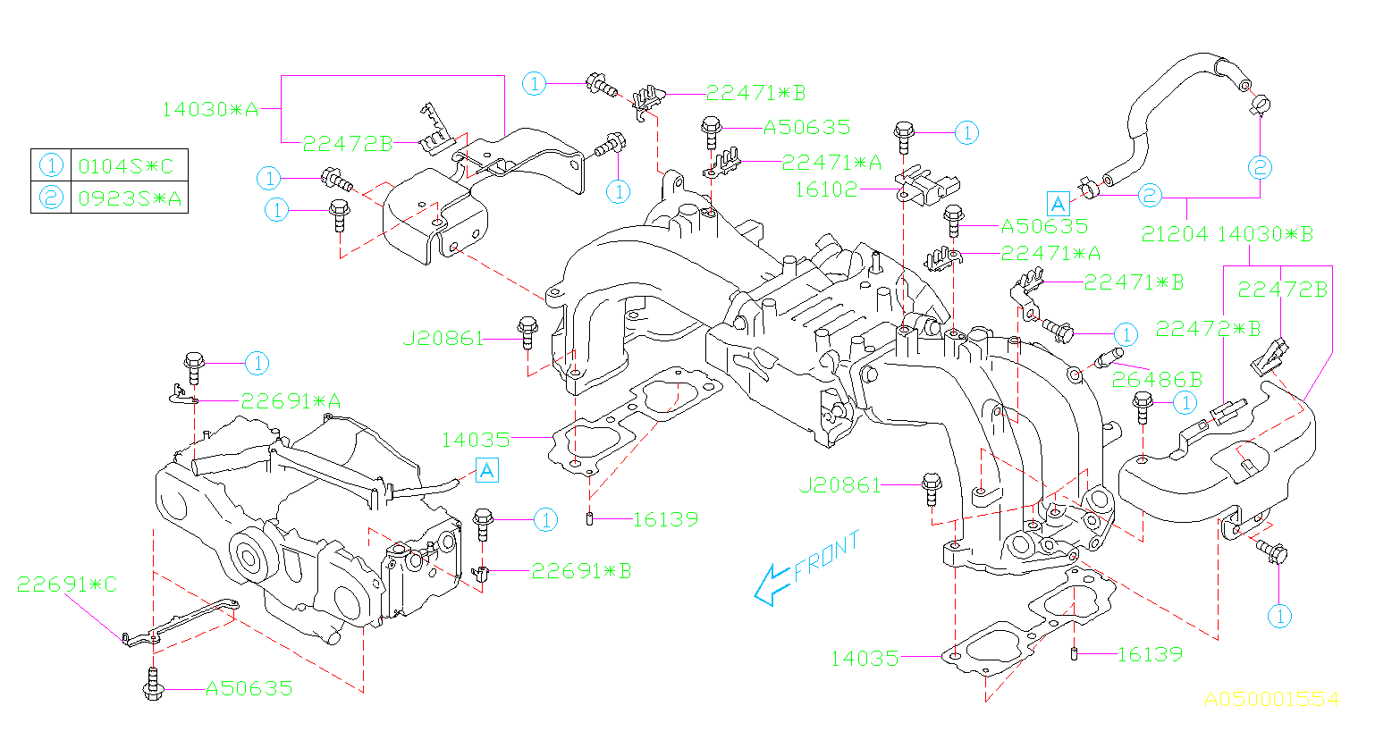 Subaru Outback Engine Intake Manifold Gasket - 14035AA492 | Subaru Part