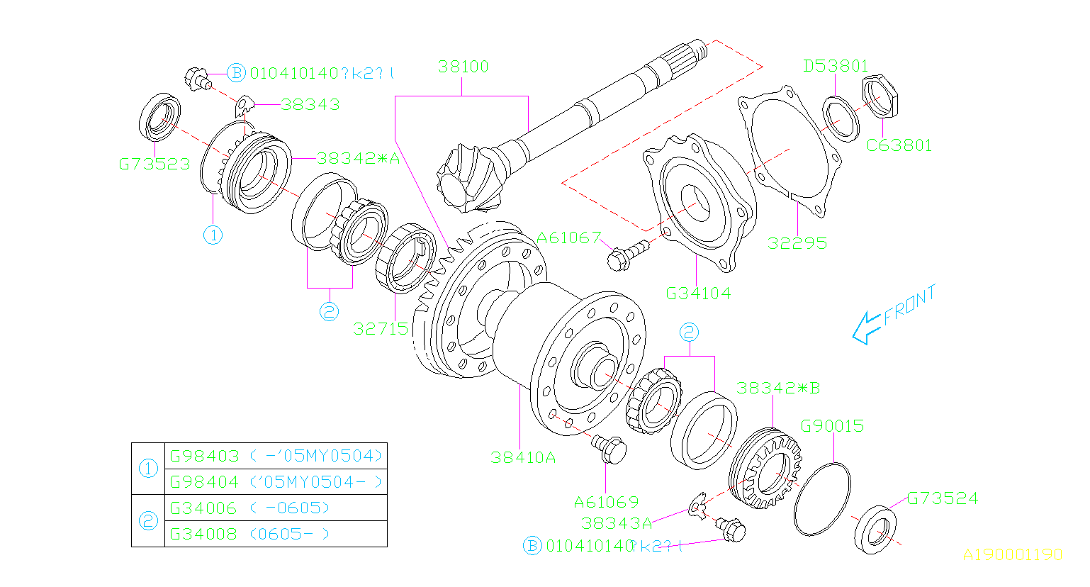 2008 Subaru Impreza Roller Bearing. Roll Bearing 40X80X19. DIFFERENTIAL ...