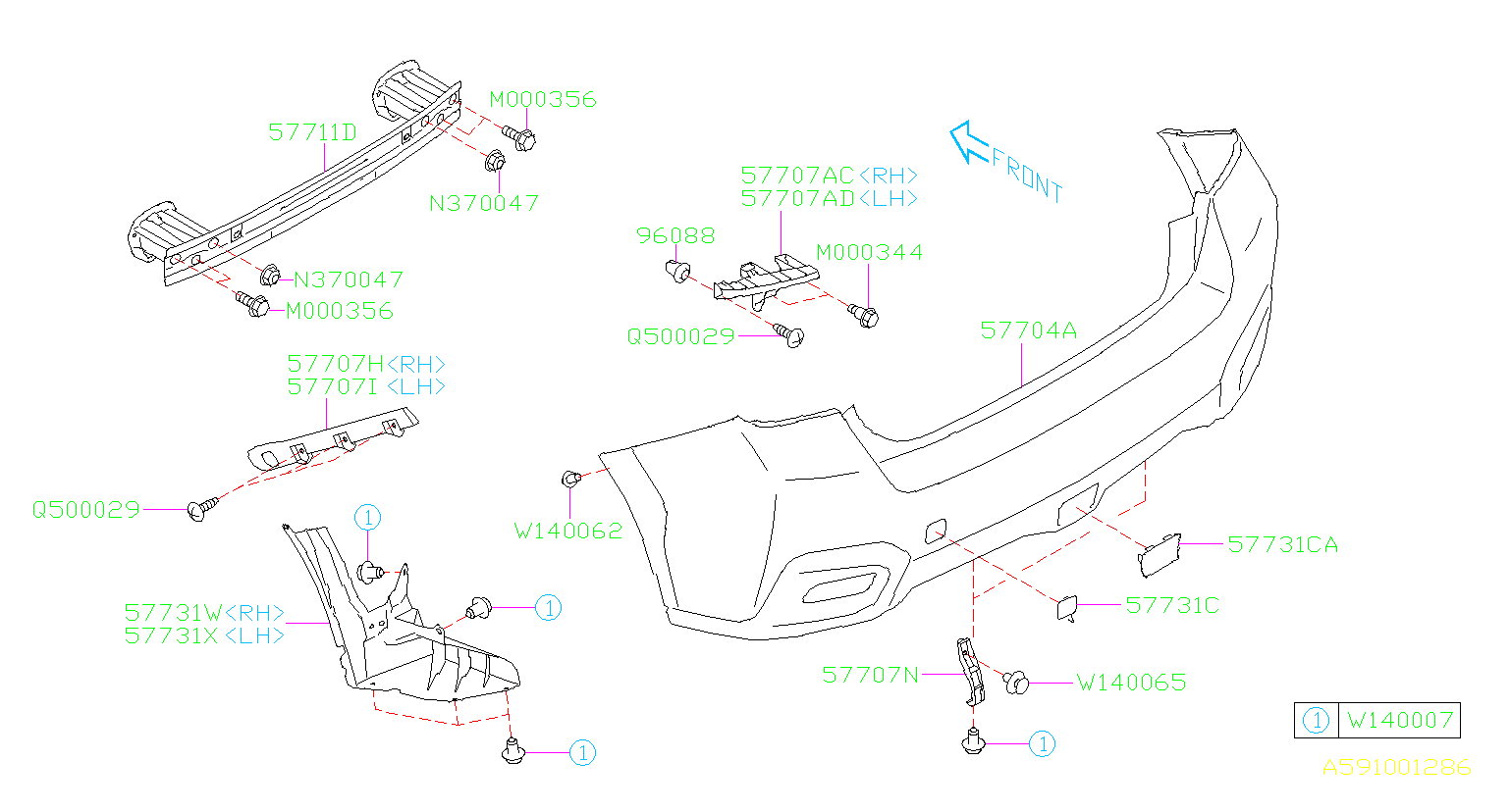 Subaru Crosstrek Bumper Cover Bracket (rear, Lower). Mounting Bracket 