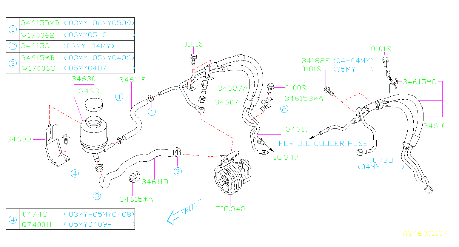 Subaru Forester Power Steering Pressure Hose - 34610SA031 | Subaru Part